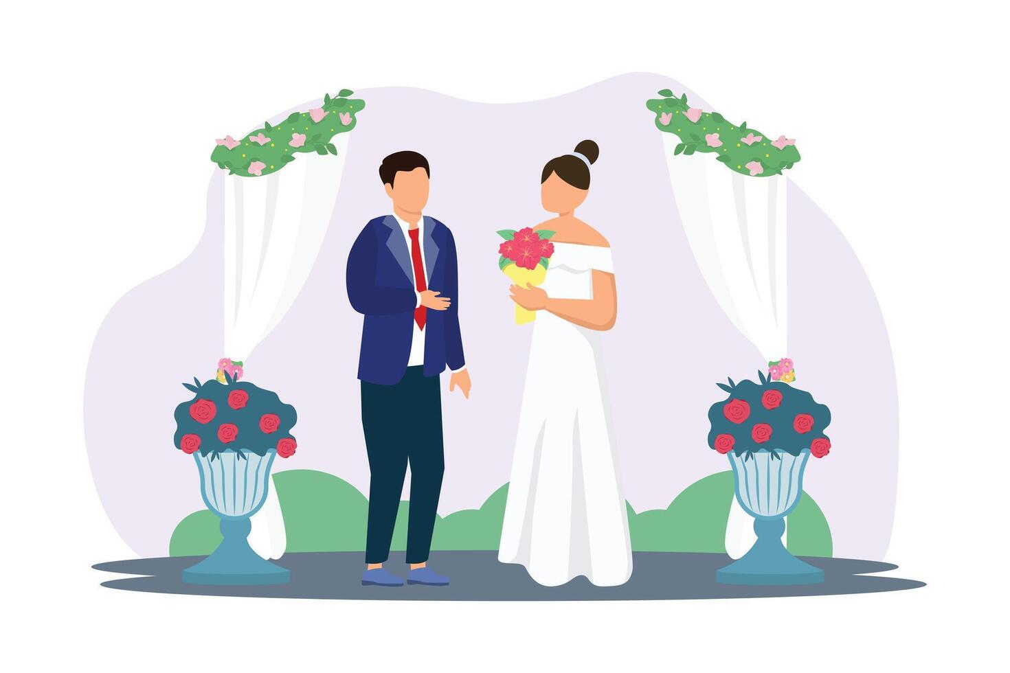 Wedding Couple Flat Illustration Design vector