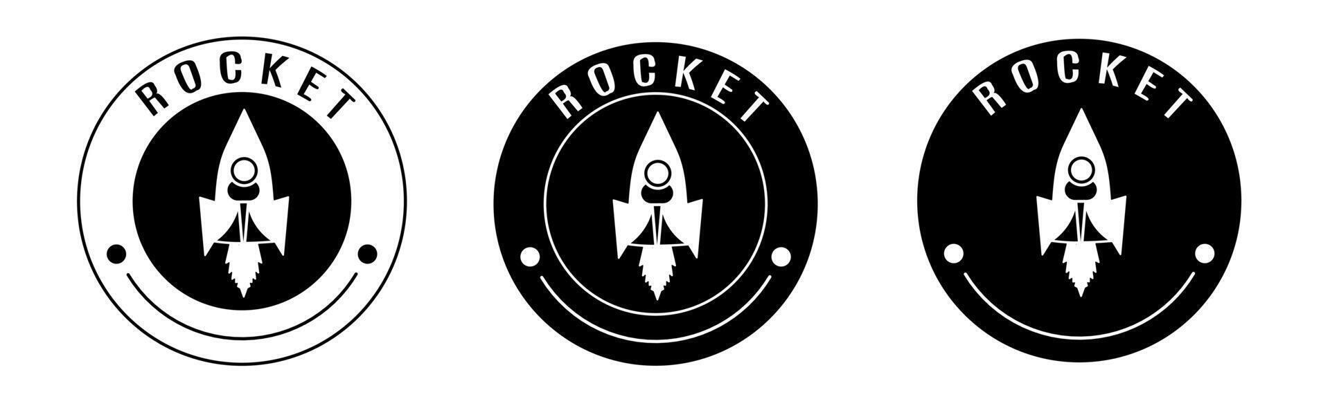 Black and white illustration of rocket icon in flat. Stock vector. vector