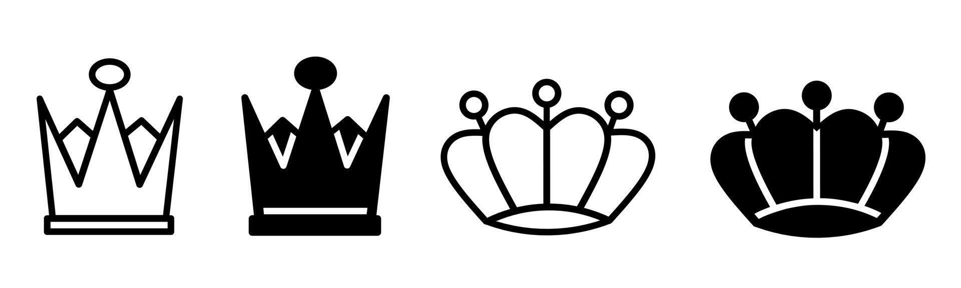 Silhouette of crown icon illustration on white background. Crown icon set for business. Stock vector. vector