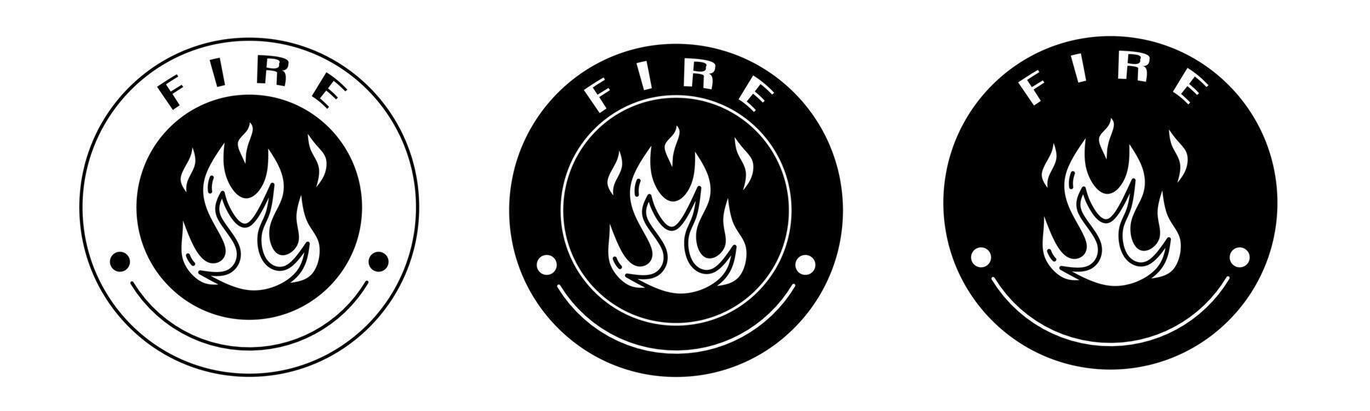 Black and white illustration of fire icon in flat. Stock vector. vector