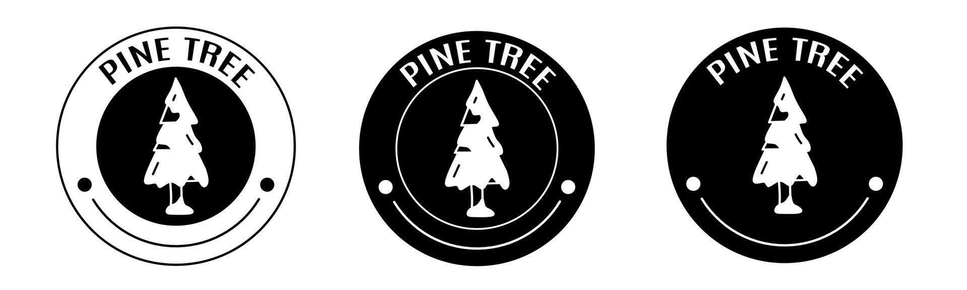 Black and white illustration of pine tree icon in flat. Stock vector. vector