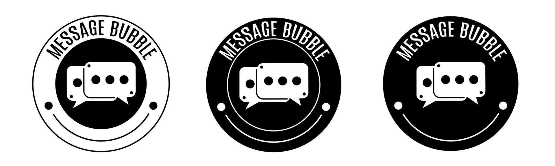 Black and white illustration of message bubble icon in flat. Stock vector. vector