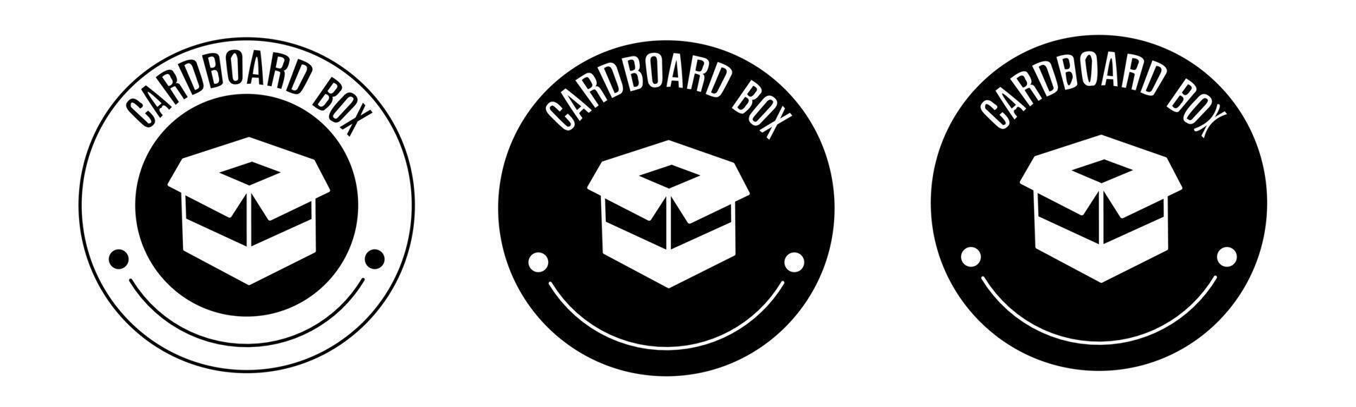 Black and white illustration of cardboard icon in flat. Stock vector. vector