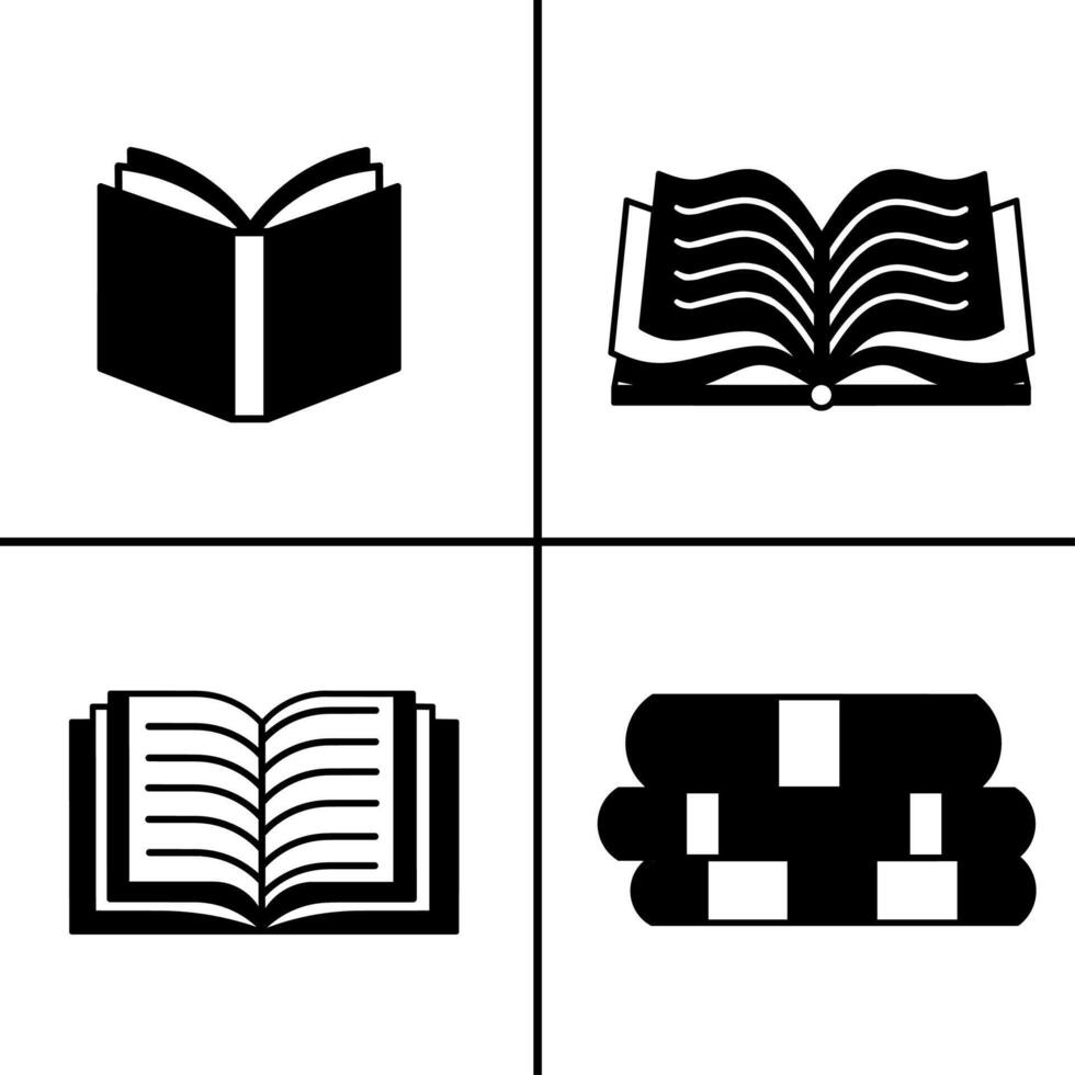 Vector black and white illustration of book icon for business. Stock vector design.