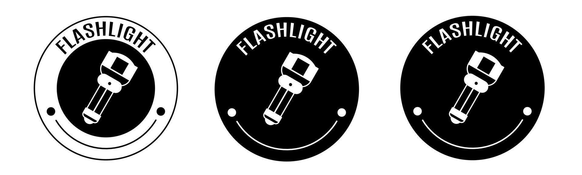 Black and white illustration of flashlight icon in flat. Stock vector. vector