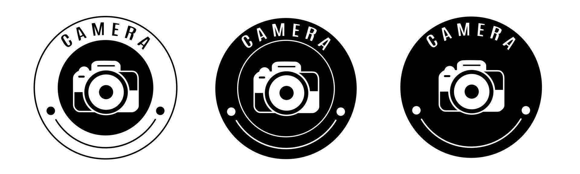 Black and white illustration of camera icon in flat. Stock vector. vector