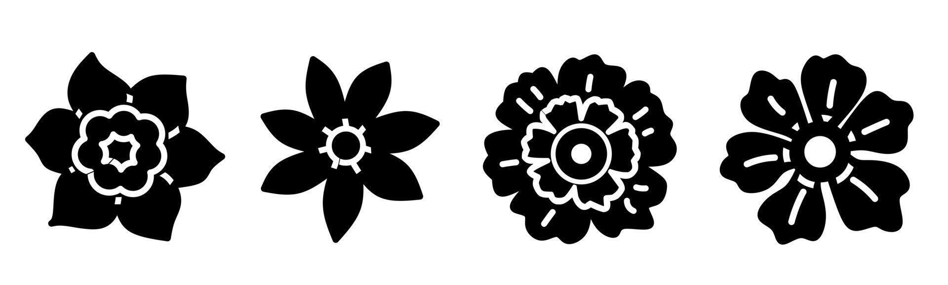 Flower icon collection. Stock vector illustration.