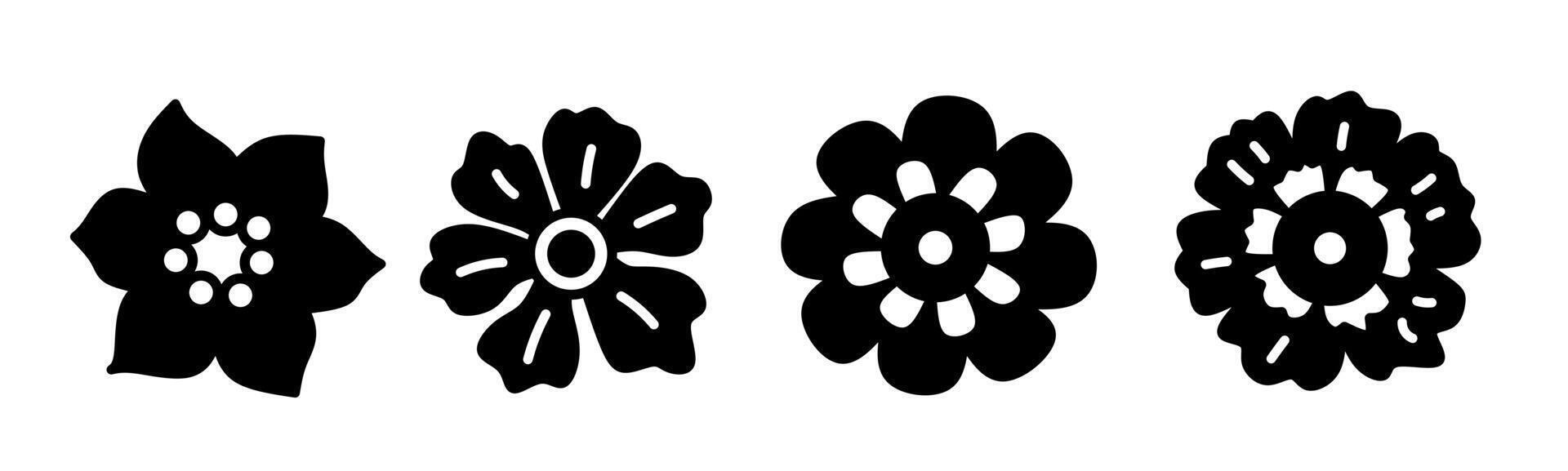Flower icon collection. Stock vector illustration.
