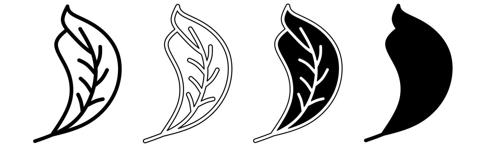 negro y blanco ilustración de un hojas. hojas icono colección con línea. valores vector ilustración.