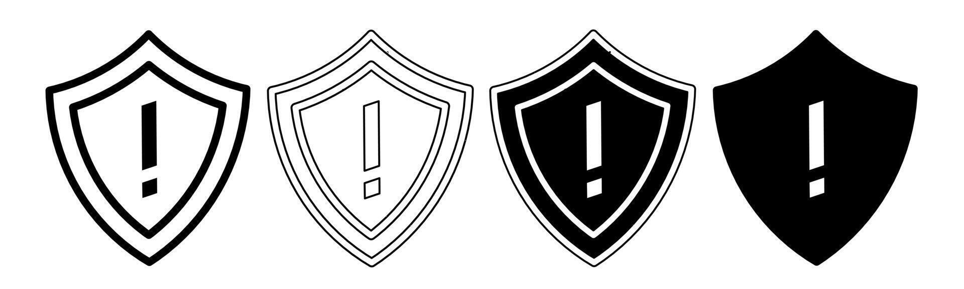 Black and white illustration of a caution sign. Caution sign icon collection with line. Stock vector illustration.