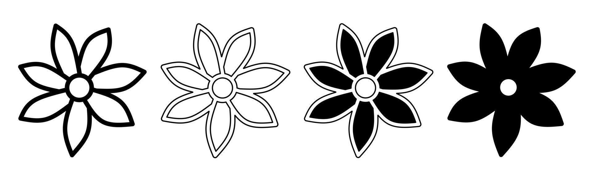 negro y blanco ilustración de un flor. flor icono colección con línea. valores vector ilustración.