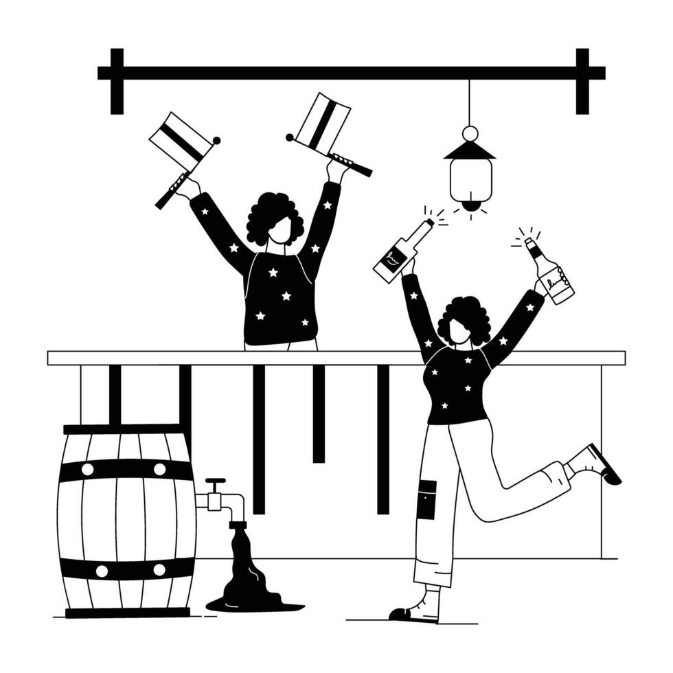 Cultural Events and Party Celebrations Linear Illustrations vector