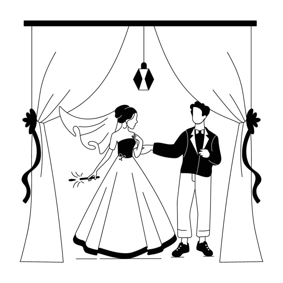 Cultural Events and Party Celebrations Linear Illustrations vector