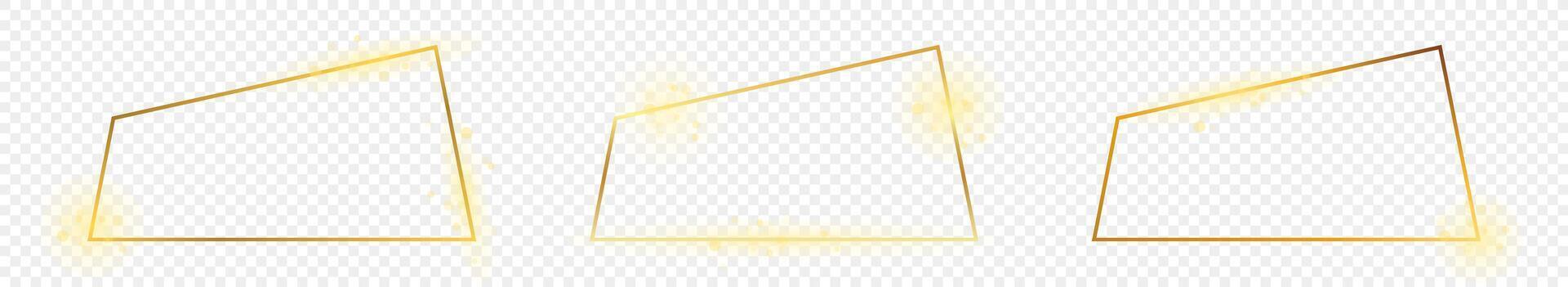 Gold glowing trapezoid shape frame vector