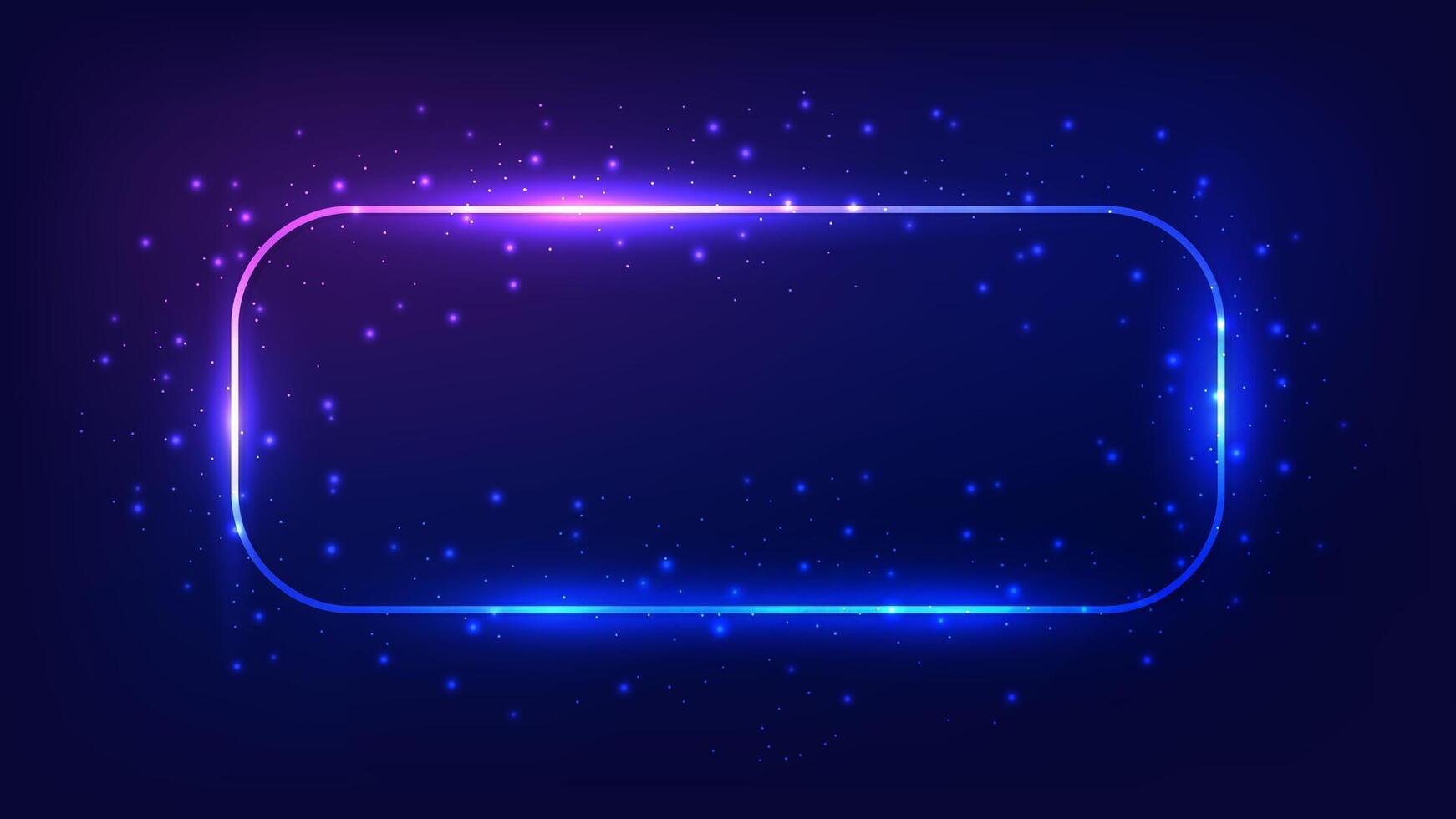 Neon rectangular frame with shining effects vector