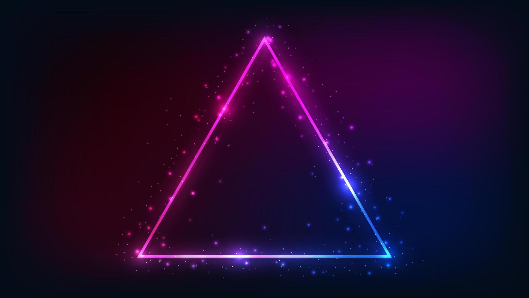 Neon triangular frame with shining effects vector