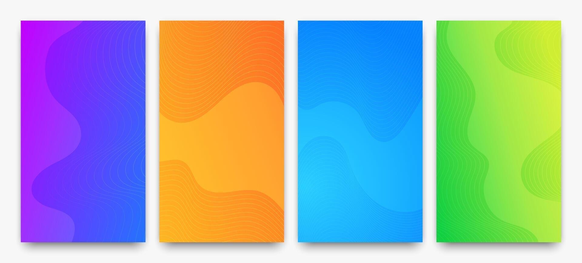 Modern colorful gradient background with wave lines vector