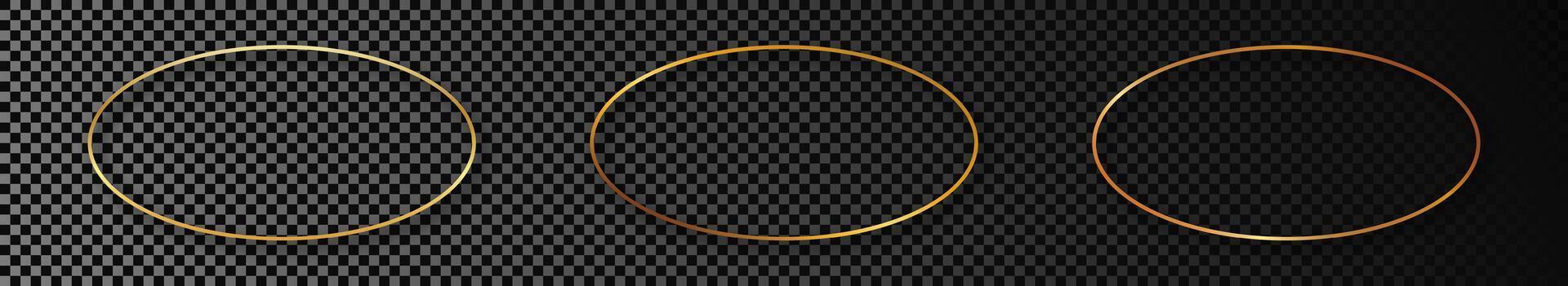 Gold glowing oval shape frame vector