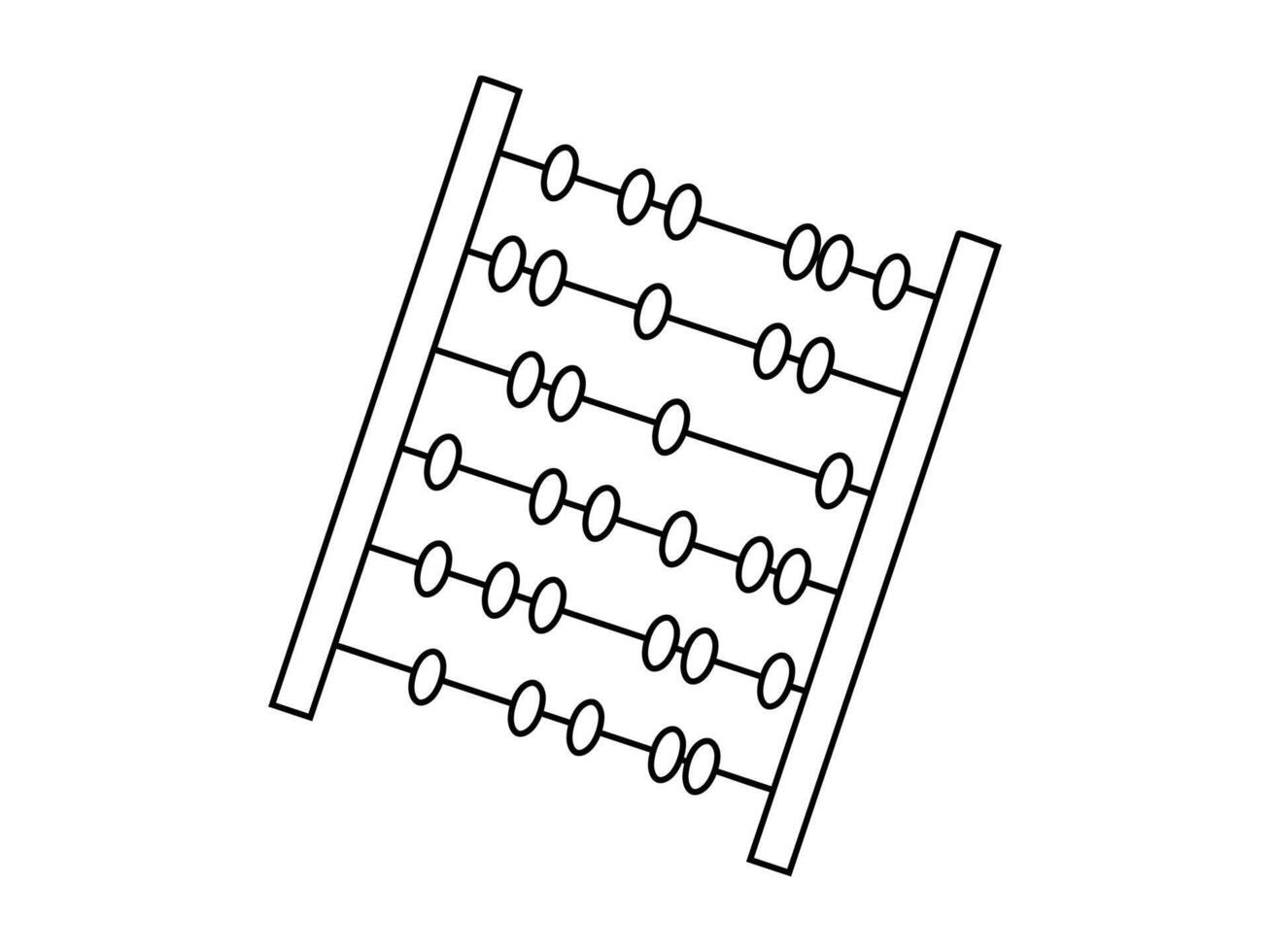 Hand drawn cute outline illustration of school abacus. Flat vector retro counting device in line art doodle style. Education or study sticker, icon. Back to school. Isolated on white background.