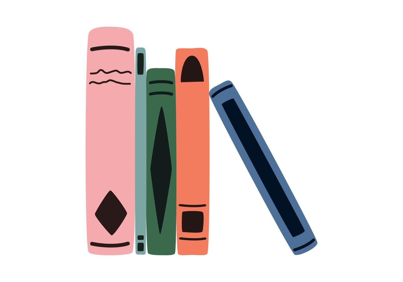 Hand drawn cute contemporary illustration of stack of books. Education or learning concept. Flat vector sticker or icon in simple colored doodle style. Isolated on white background.