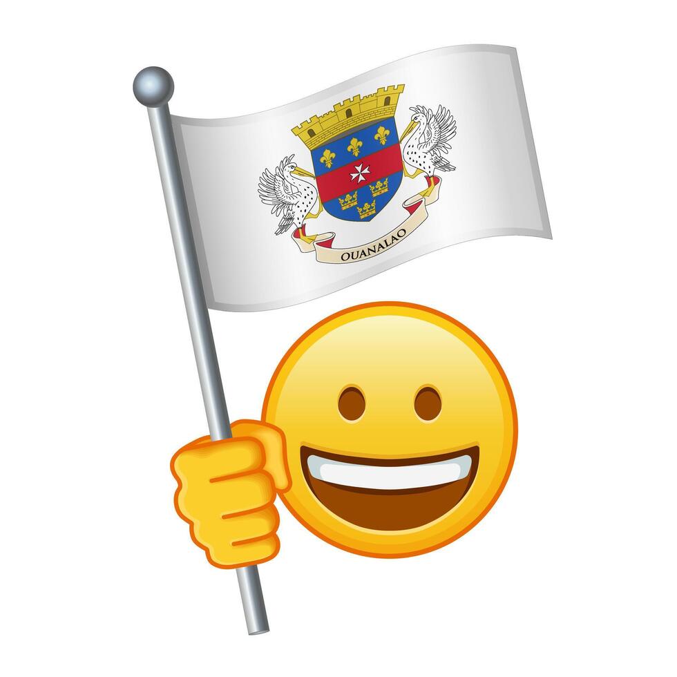 Emoji with Saint Barthelemy flag Large size of yellow emoji smile vector