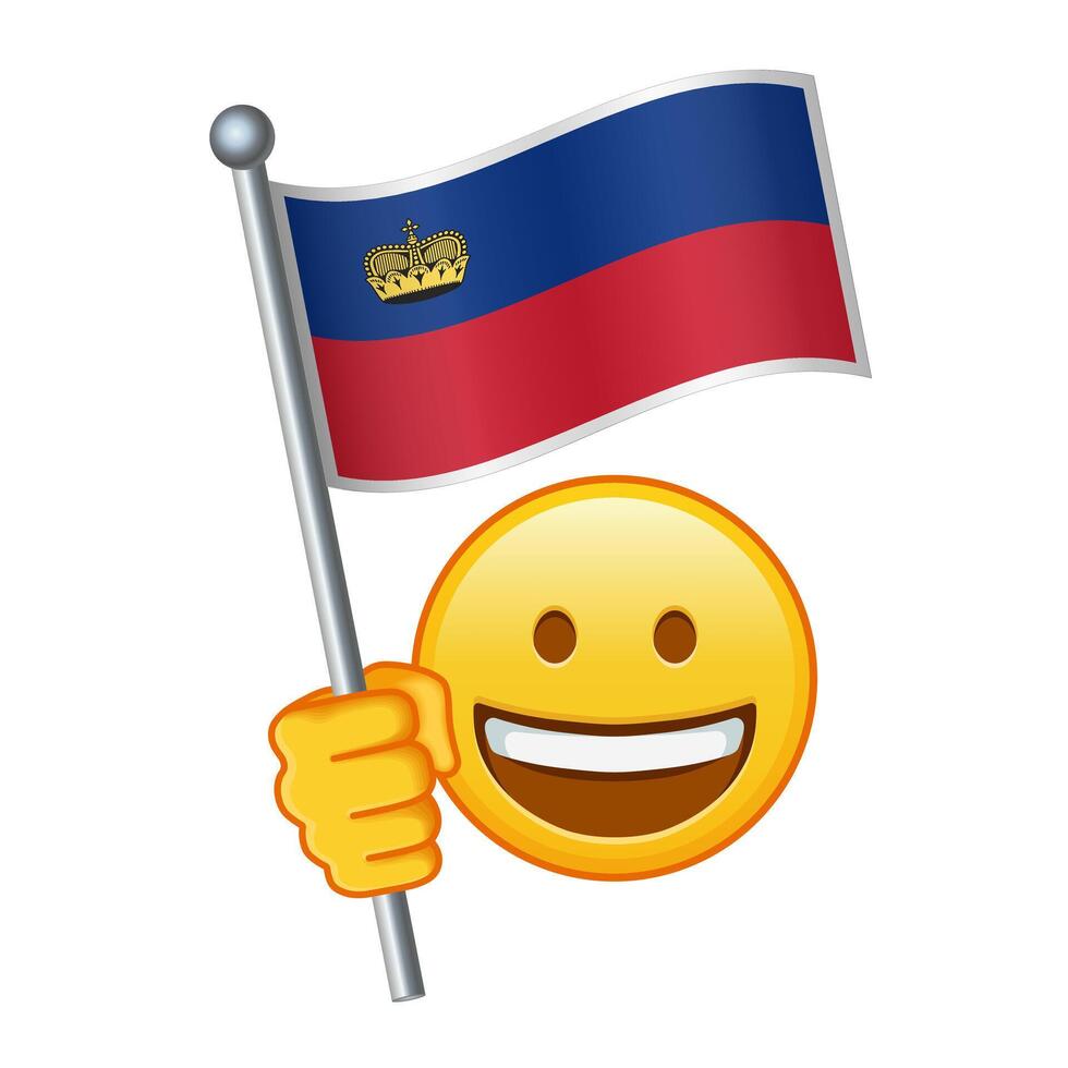 Emoji with Liechtenstein flag Large size of yellow emoji smile vector