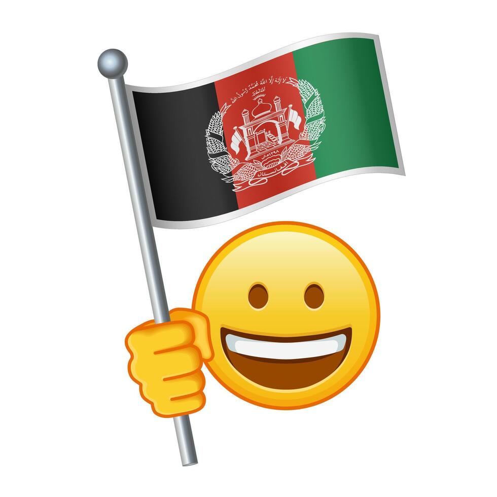 Emoji with Afghanistan flag Large size of yellow emoji smile vector