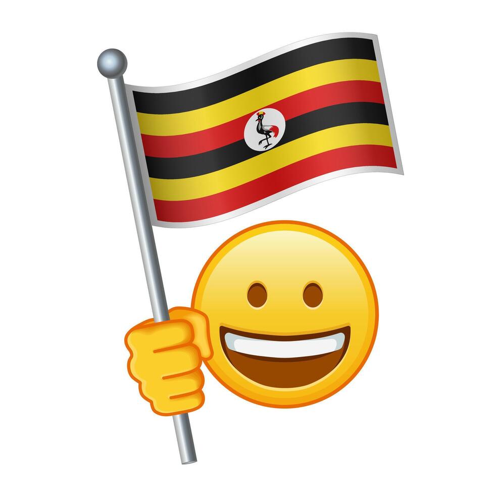 emoji con Uganda bandera grande Talla de amarillo emoji sonrisa vector
