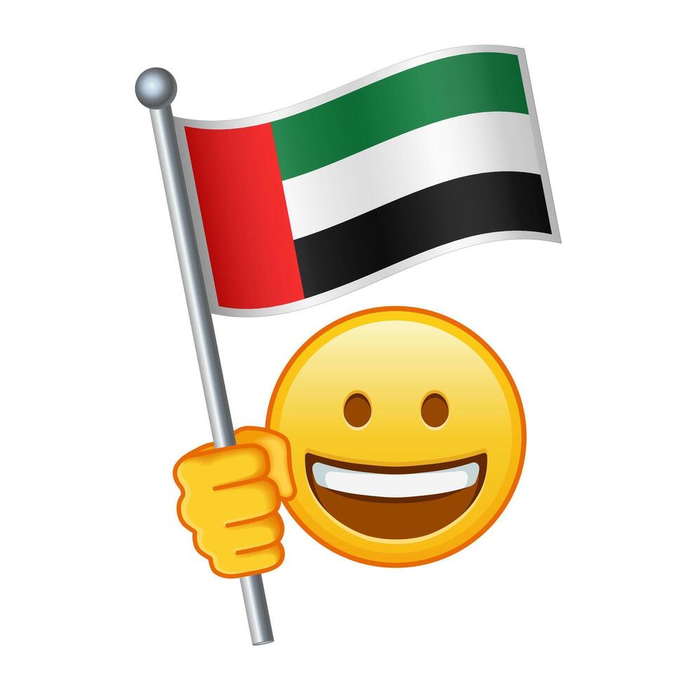 Emoji with United Arab Emirates flag Large size of yellow emoji smile vector