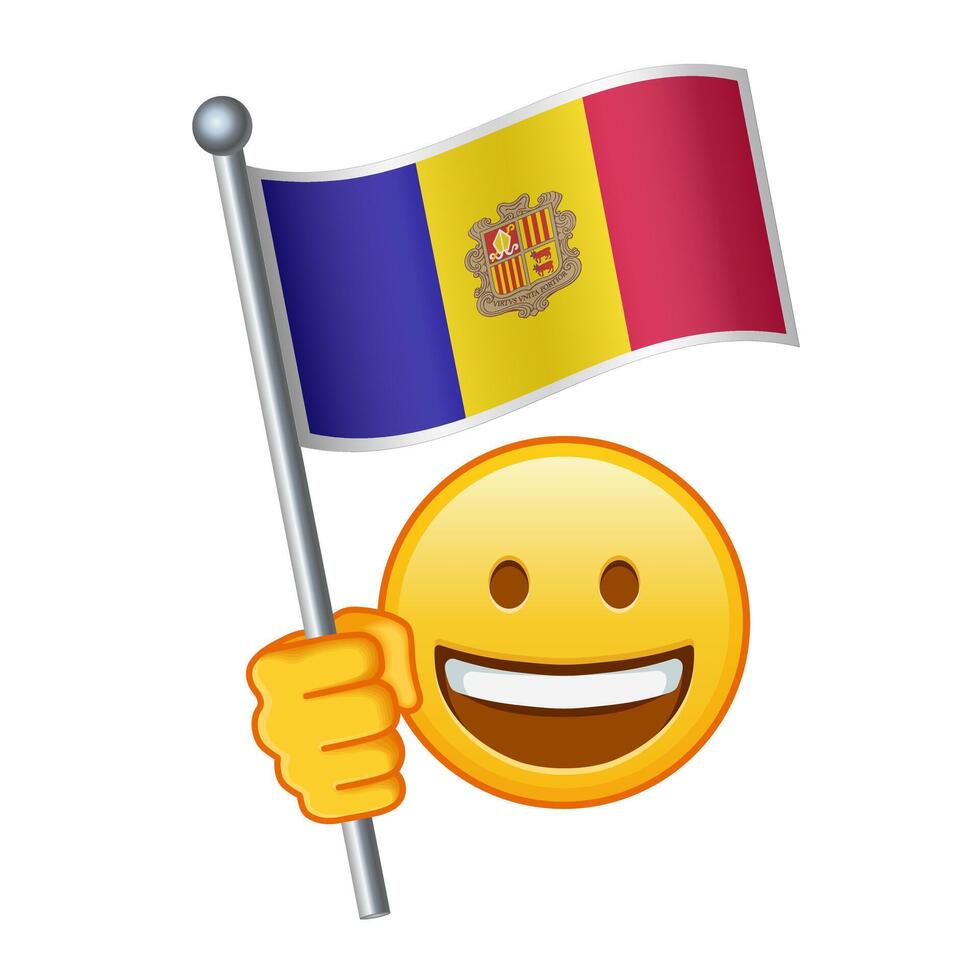 Emoji with Andorra flag Large size of yellow emoji smile vector