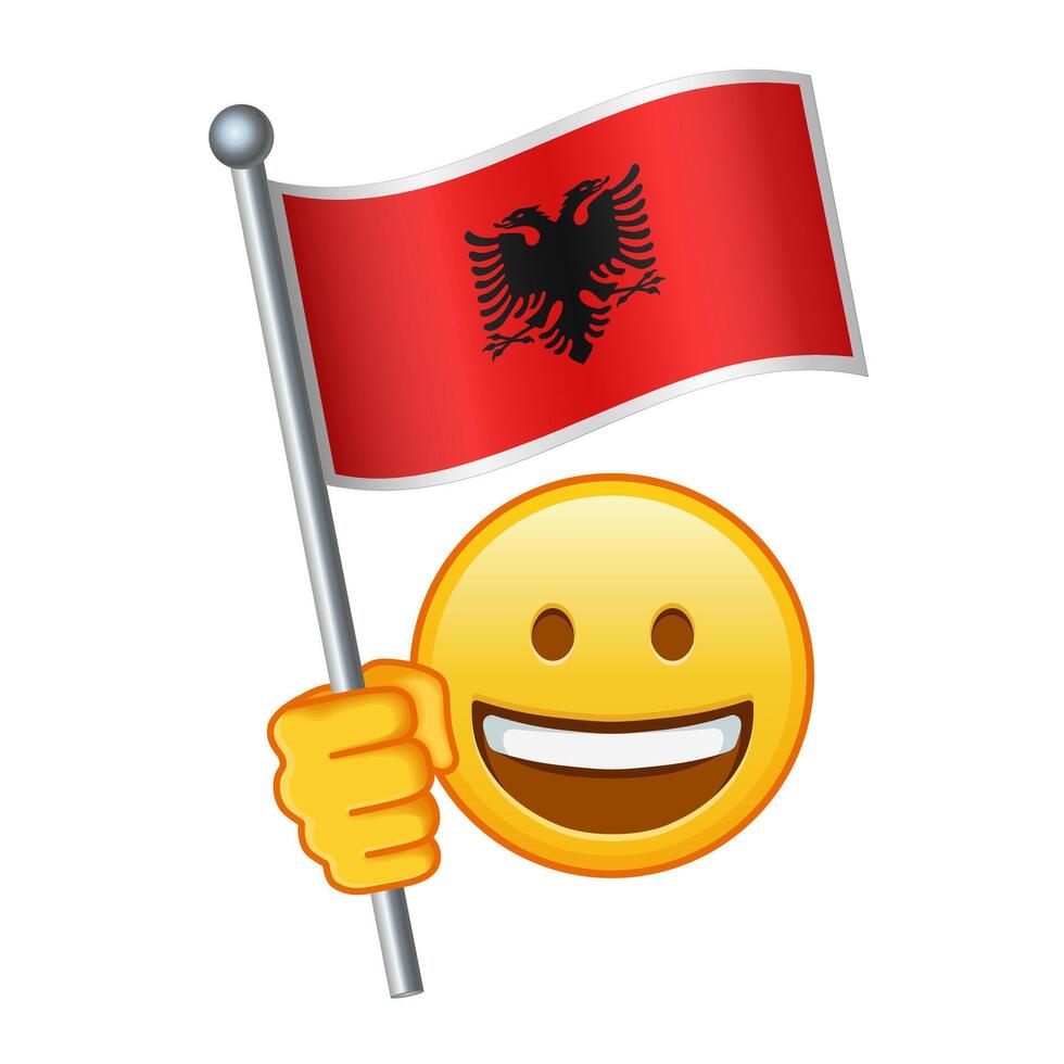 emoji con Albania bandera grande Talla de amarillo emoji sonrisa vector