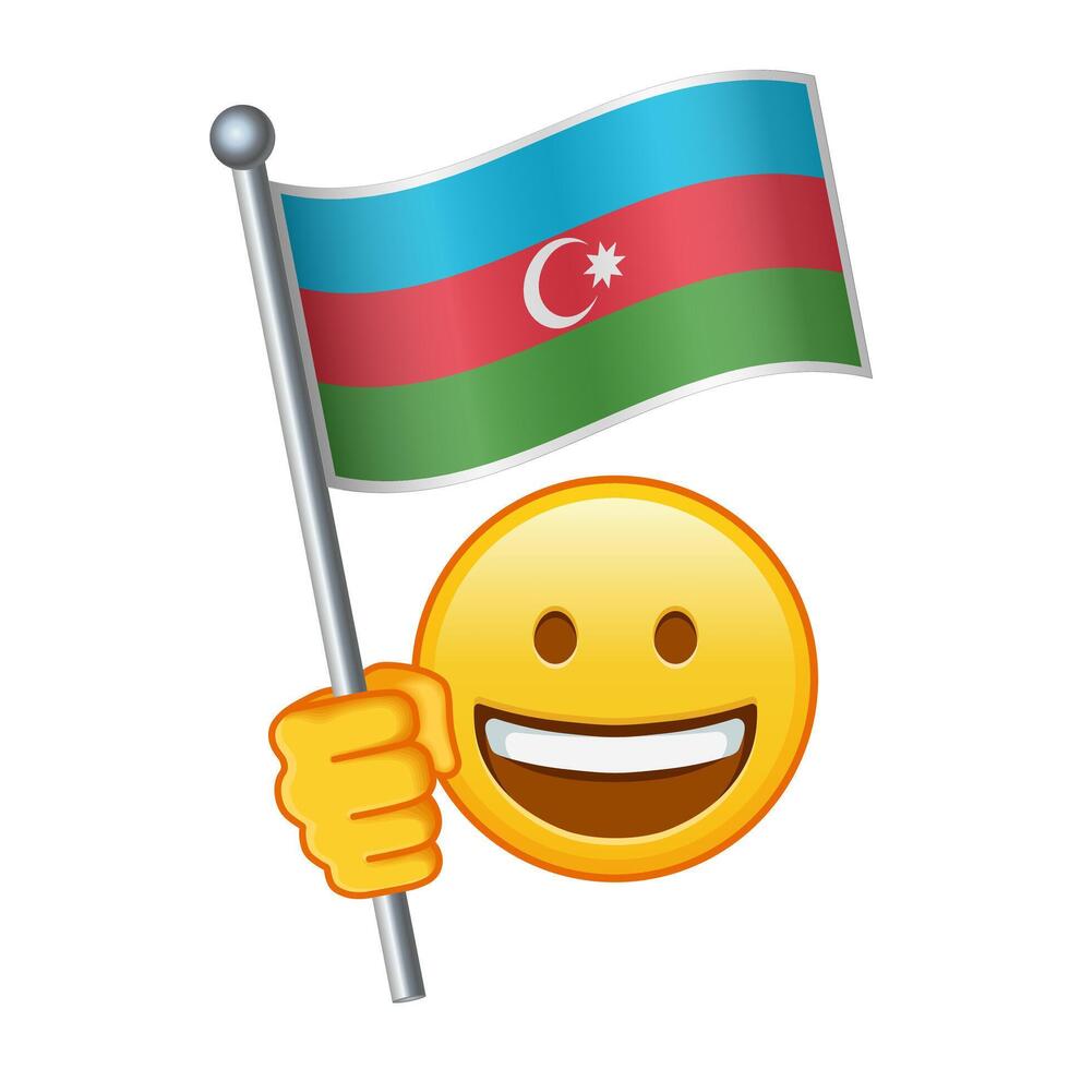 emoji con azerbaiyán bandera grande Talla de amarillo emoji sonrisa vector