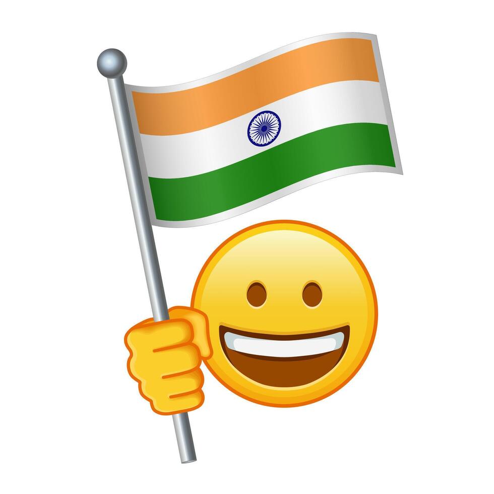 emoji con India bandera grande Talla de amarillo emoji sonrisa vector