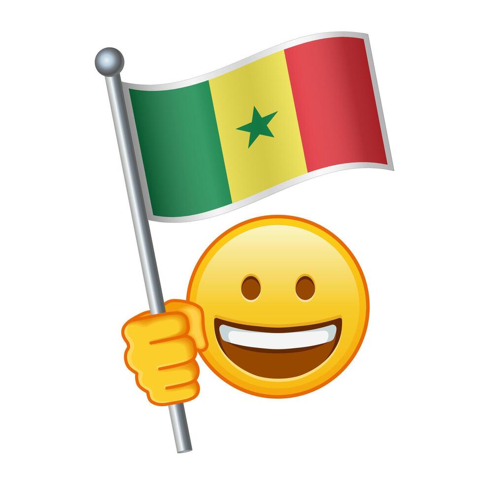 Emoji with Senegal flag Large size of yellow emoji smile vector