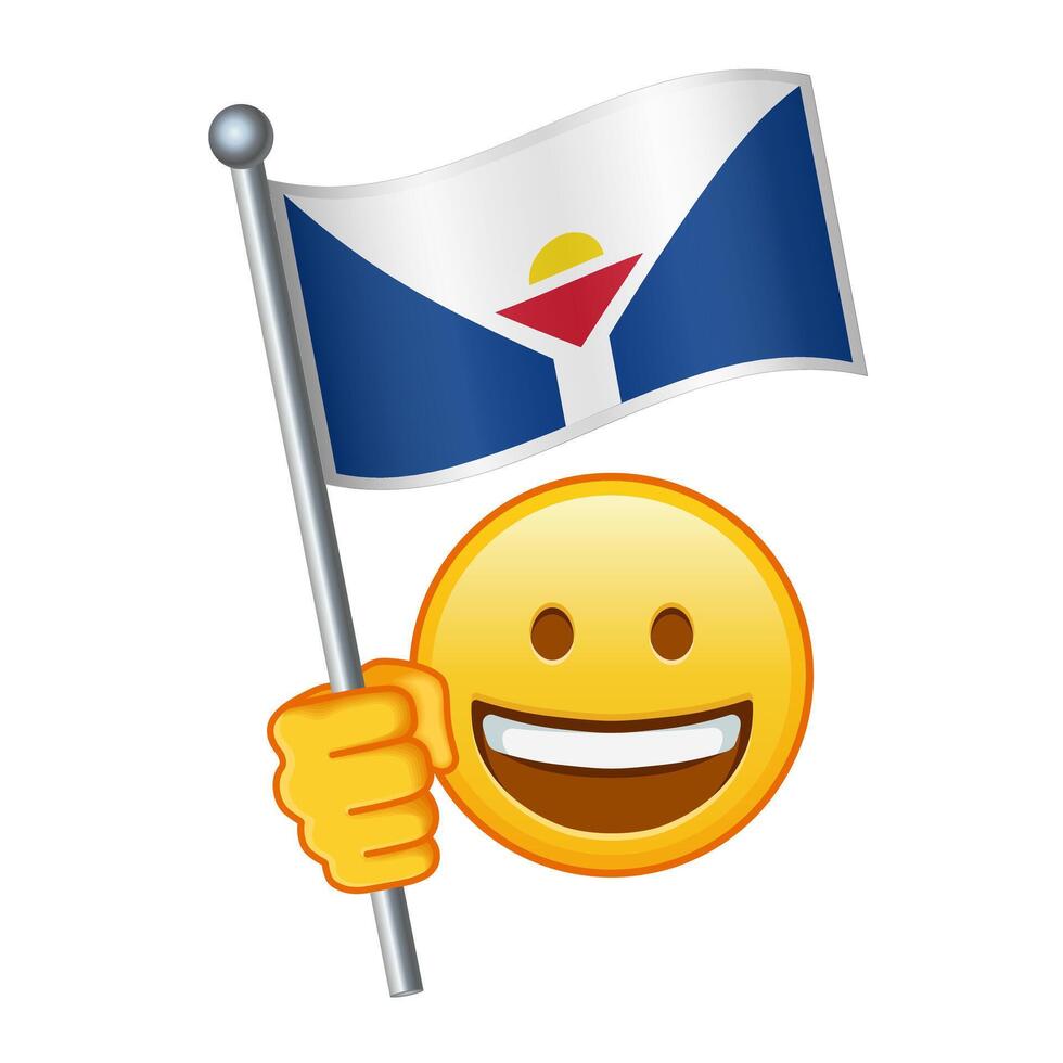 Emoji with Saint Martin flag Large size of yellow emoji smile vector