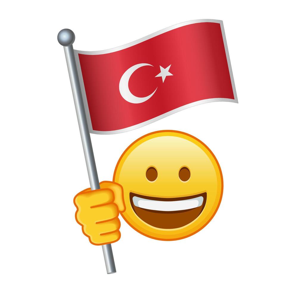 emoji con Turquía bandera grande Talla de amarillo emoji sonrisa vector