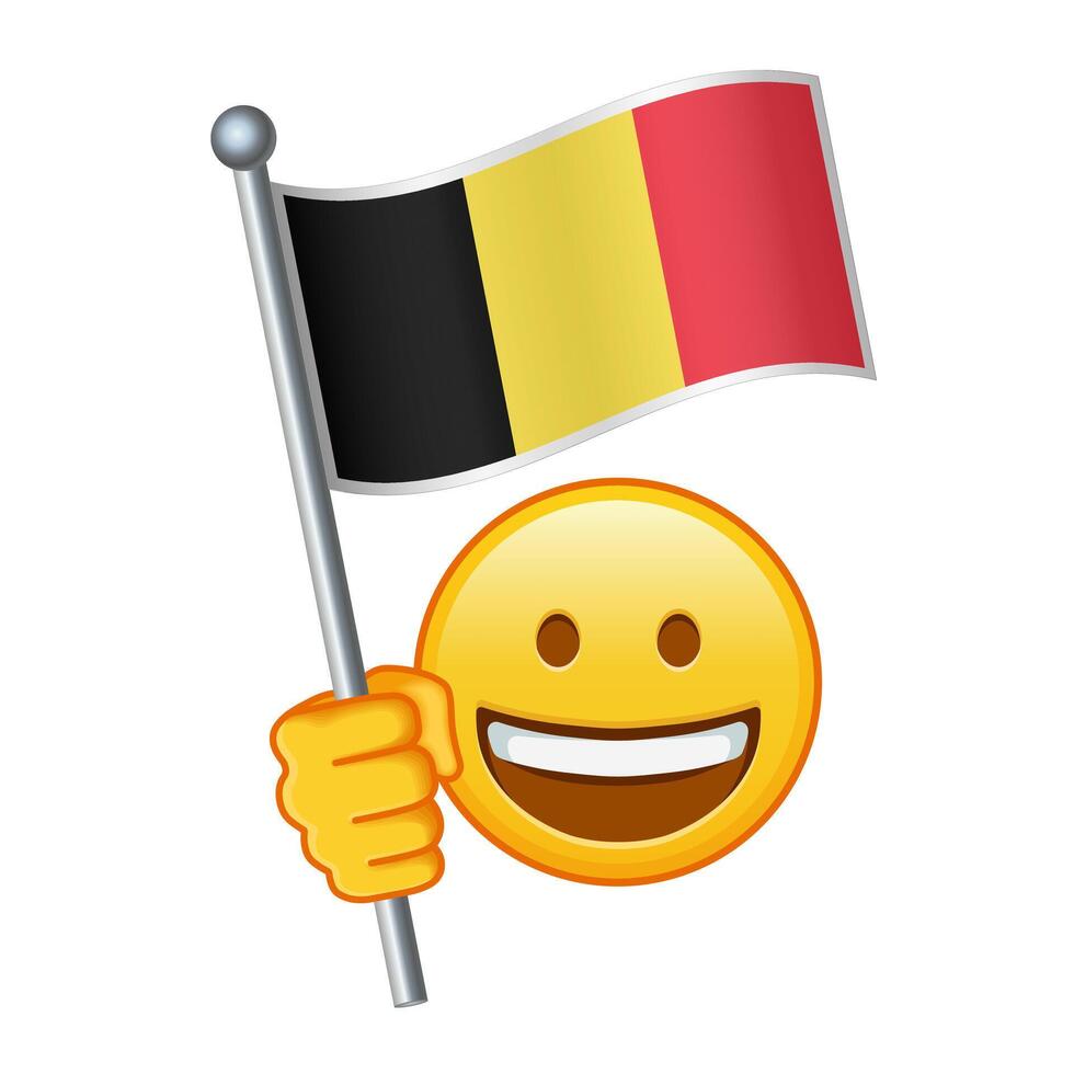 emoji con Bélgica bandera grande Talla de amarillo emoji sonrisa vector