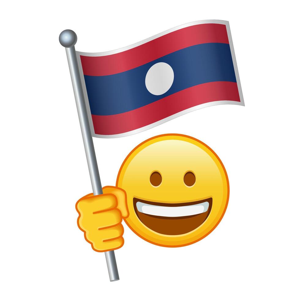 Emoji with Laos flag Large size of yellow emoji smile vector