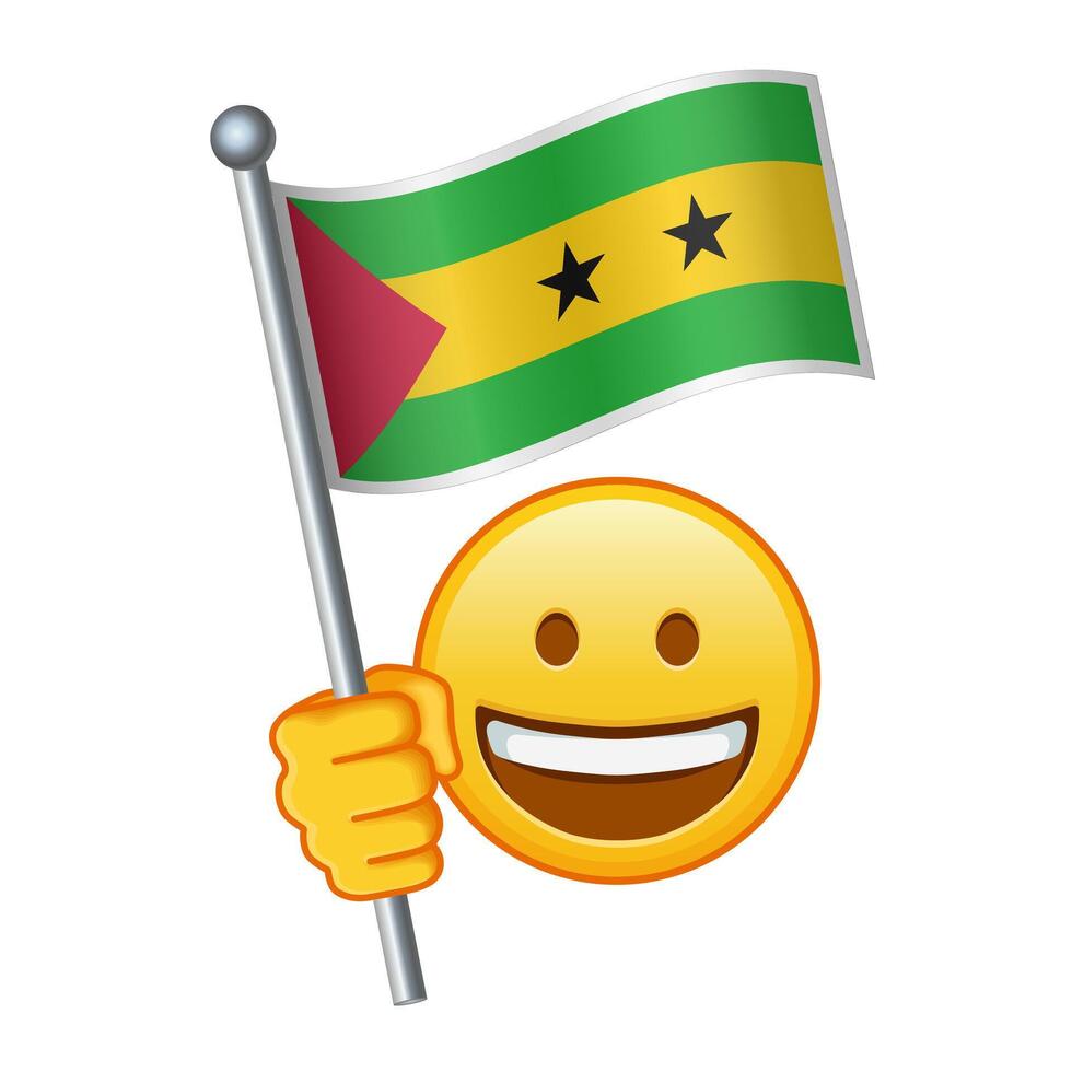 Emoji with Sao Tome and Principe flag Large size of yellow emoji smile vector