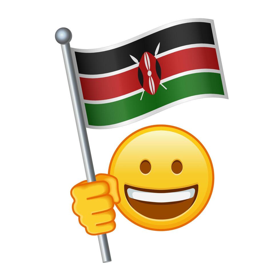 Emoji with Kenya flag Large size of yellow emoji smile vector