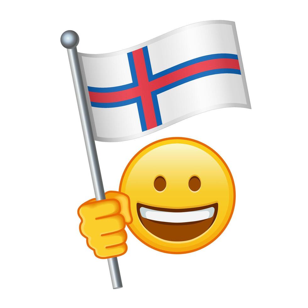 Emoji with Faroe Islands flag Large size of yellow emoji smile vector