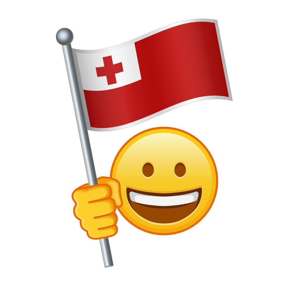 Emoji with Tonga flag Large size of yellow emoji smile vector