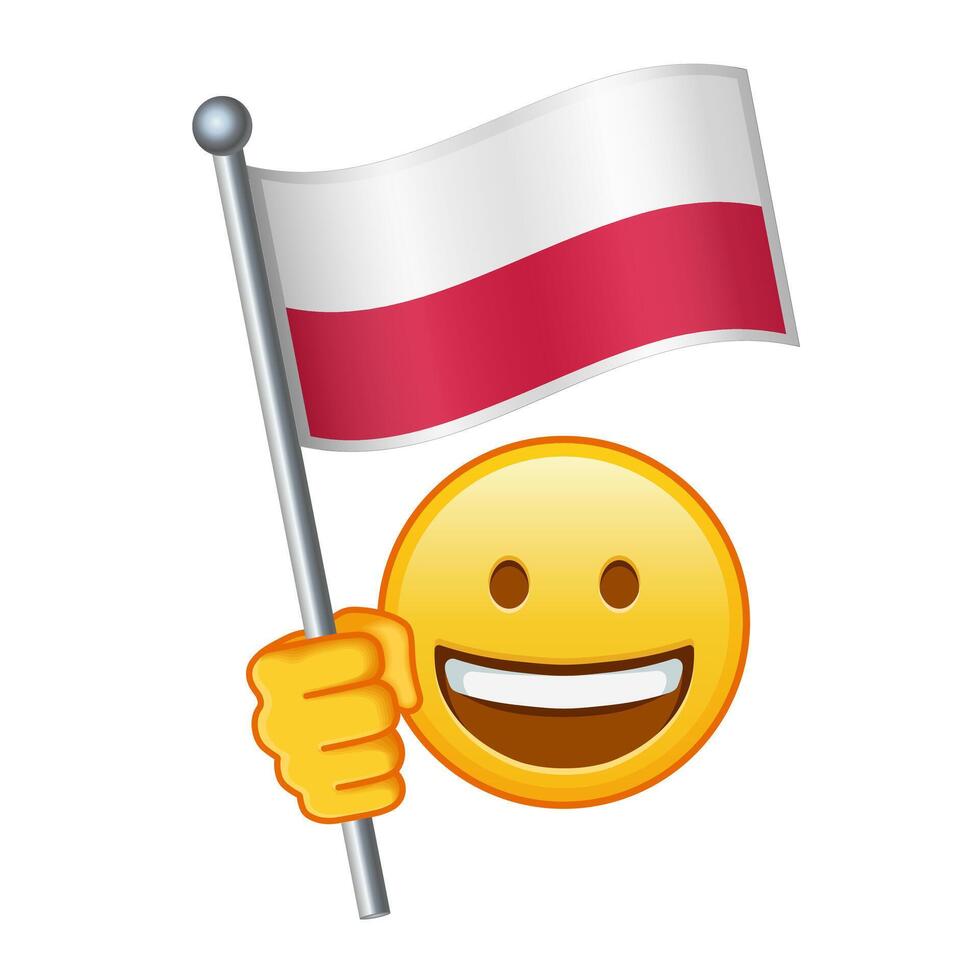 emoji con Polonia bandera grande Talla de amarillo emoji sonrisa vector