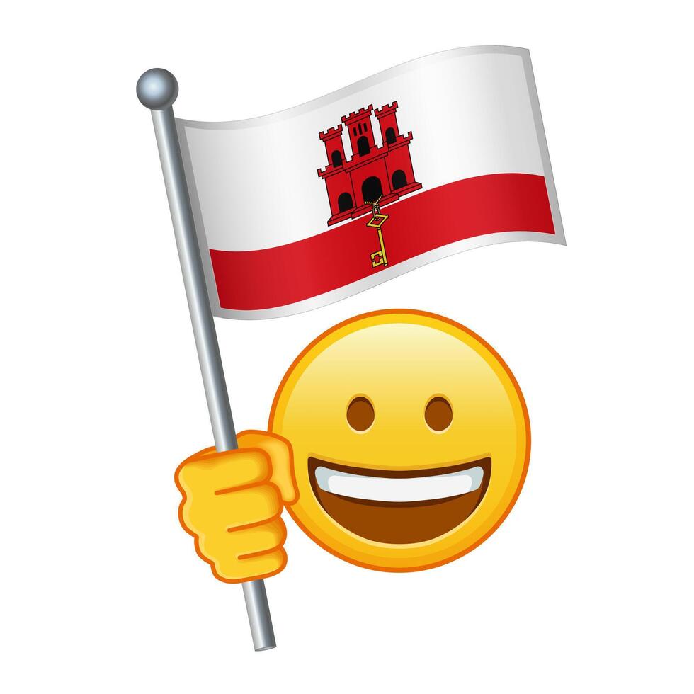 Emoji with Gibraltar flag Large size of yellow emoji smile vector