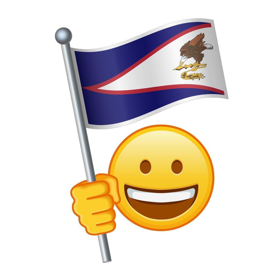 Emoji with American Samoa flag Large size of yellow emoji smile vector