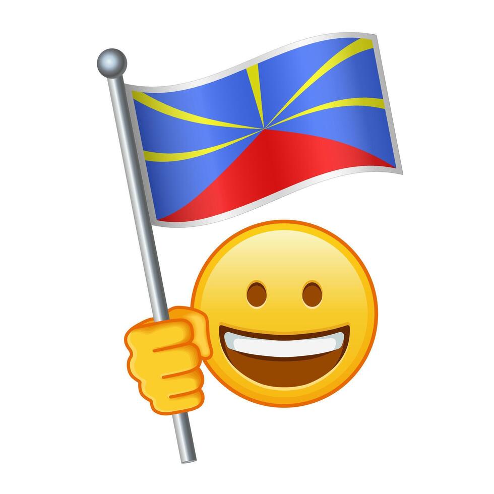 Emoji with Reunion flag Large size of yellow emoji smile vector