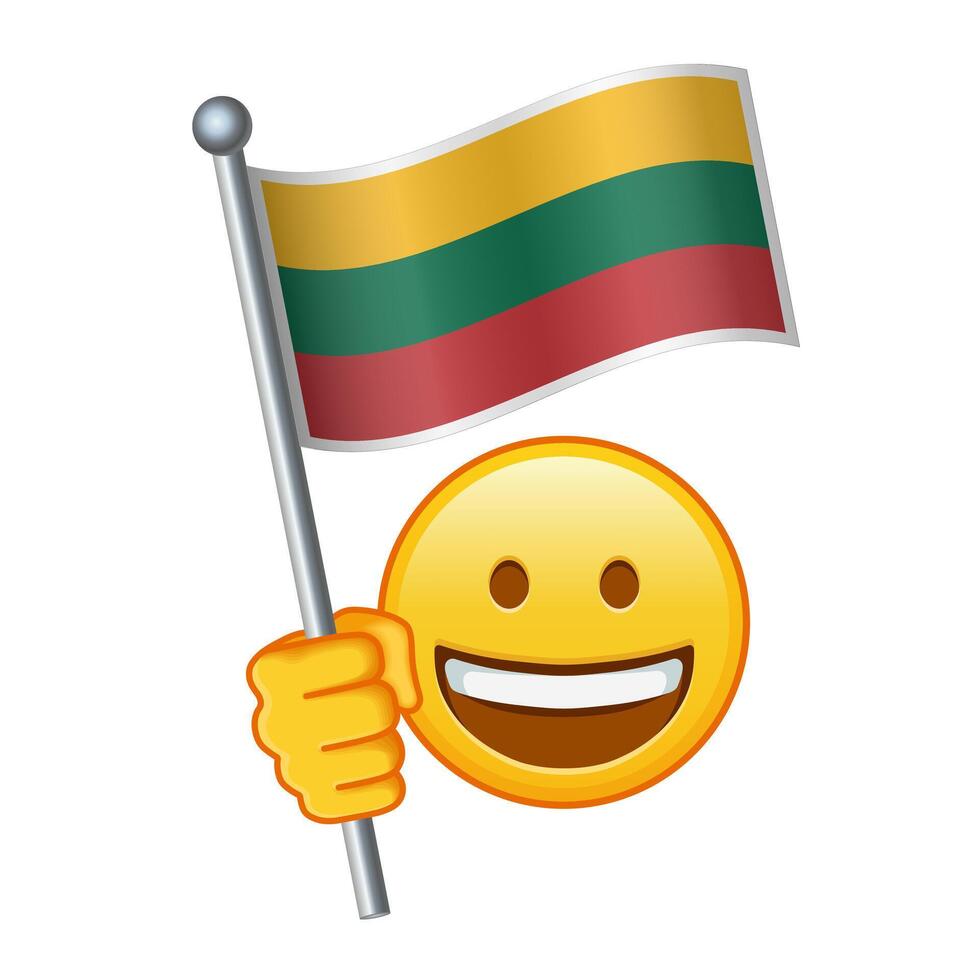 Emoji with Lithuania flag Large size of yellow emoji smile vector