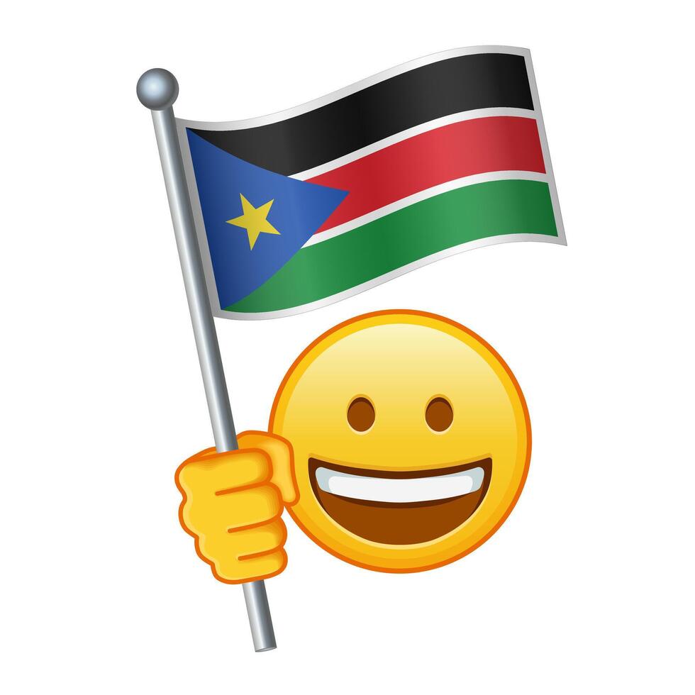 emoji con sur Sudán bandera grande Talla de amarillo emoji sonrisa vector