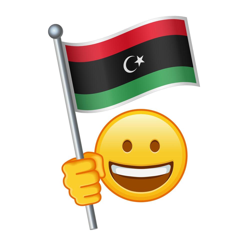 Emoji with Libya flag Large size of yellow emoji smile vector
