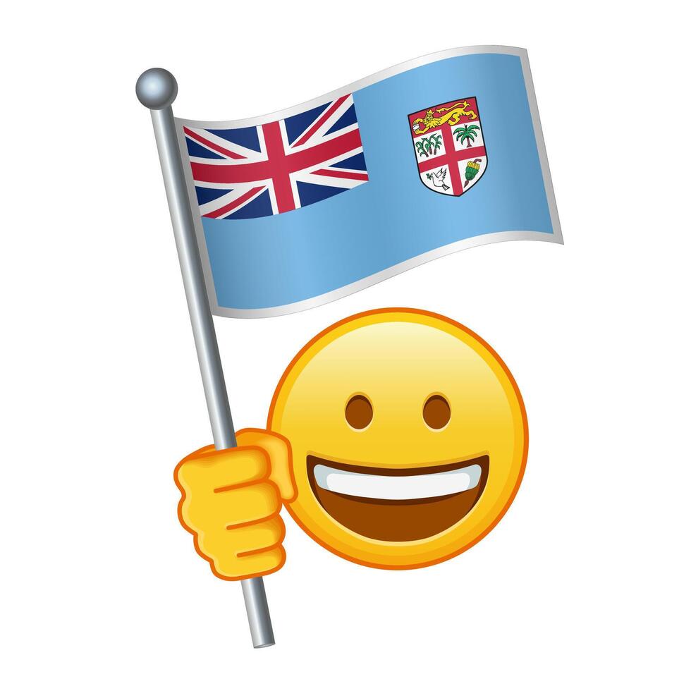 Emoji with Fiji flag Large size of yellow emoji smile vector